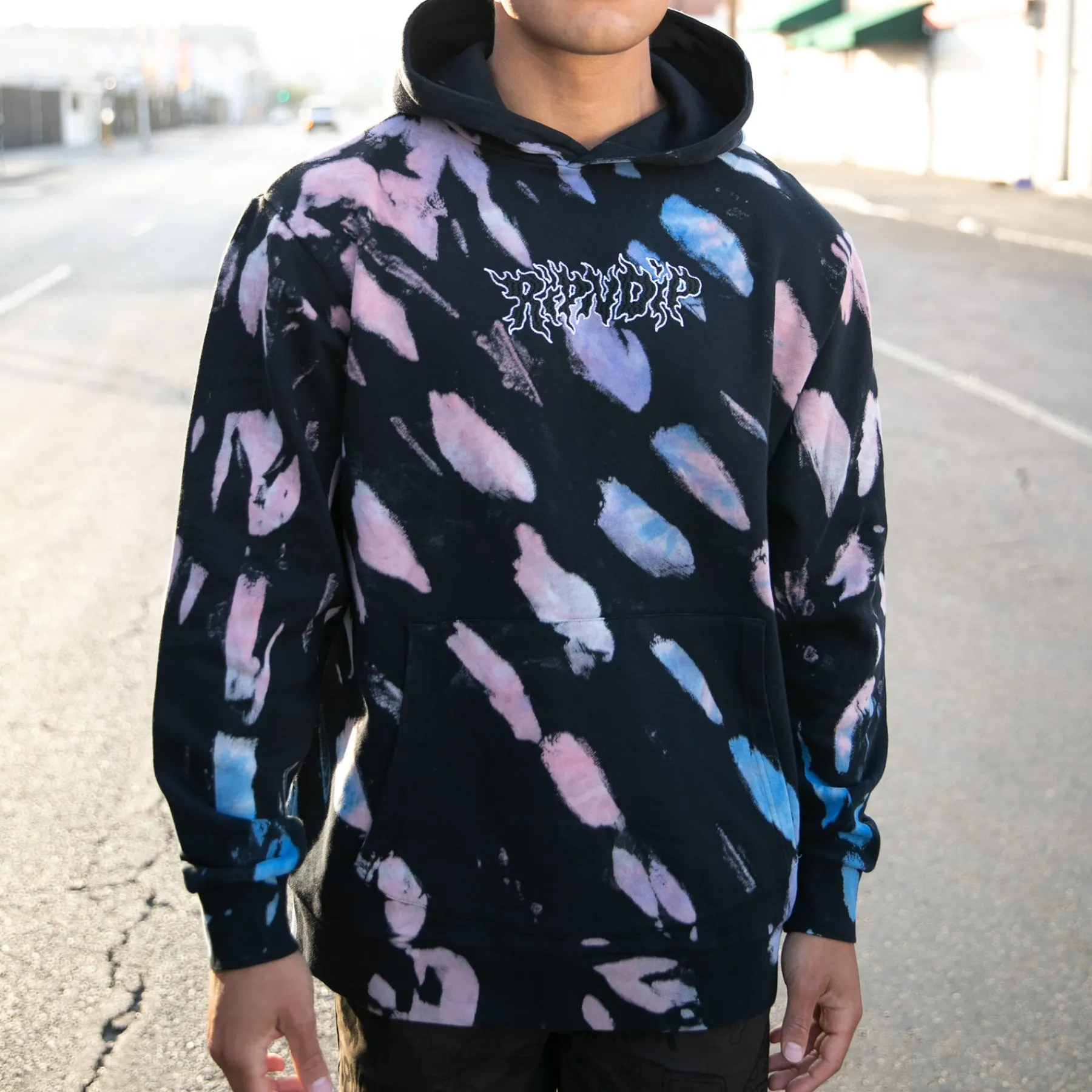 Ripndip Hoodies / Crewnecks<Blaze Hoodie (Black/Peach/Purple Tie Dye)