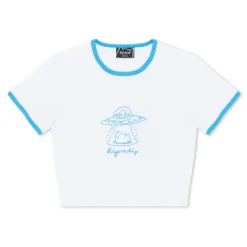 Ripndip Womens|Womens<Blonded Cropped Ringer Tee (White)