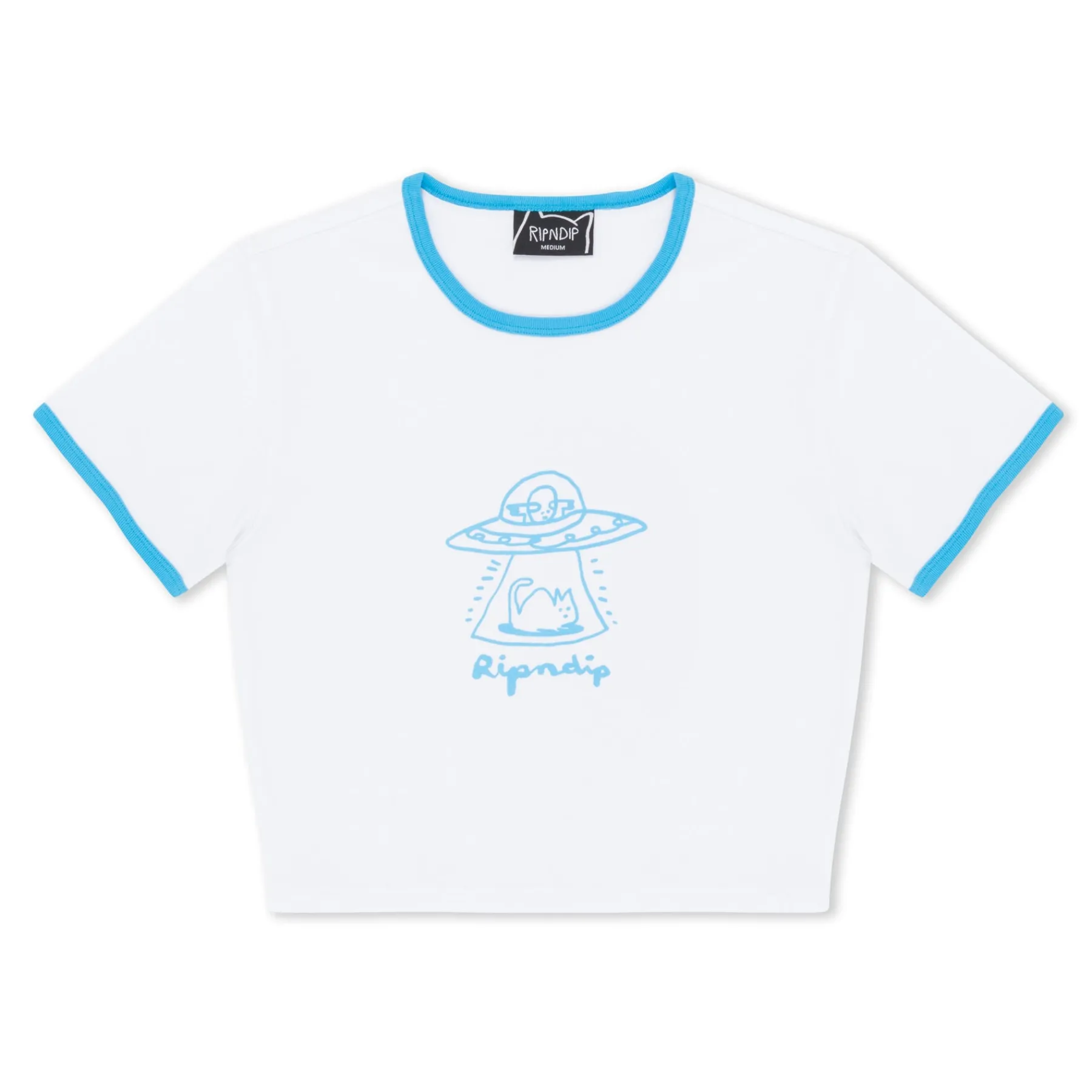 Ripndip Womens|Womens<Blonded Cropped Ringer Tee (White)