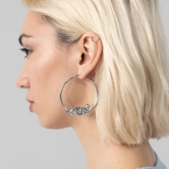 Ripndip Womens|Accessories<Catstanza Hoop Earrings (Silver)