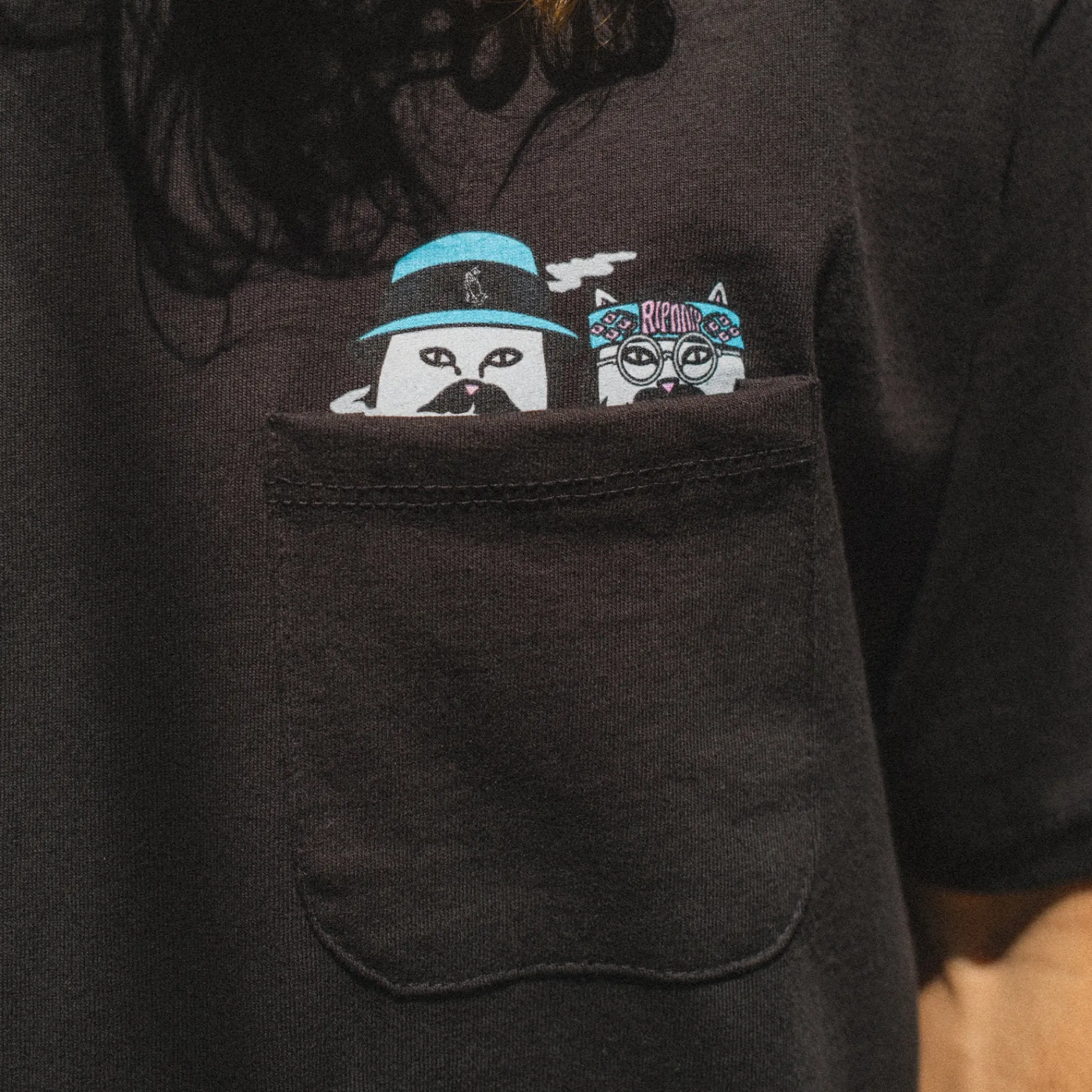 Ripndip Short Sleeve Tees<Cheech and Nerm Pocket Tee (Black)