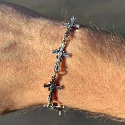 Ripndip Jewelry|Accessories<Chrome Cross Bracelet (Silver)