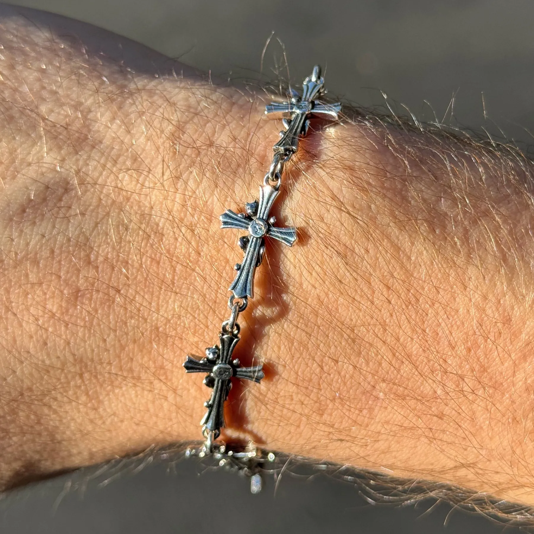 Ripndip Jewelry|Accessories<Chrome Cross Bracelet (Silver)