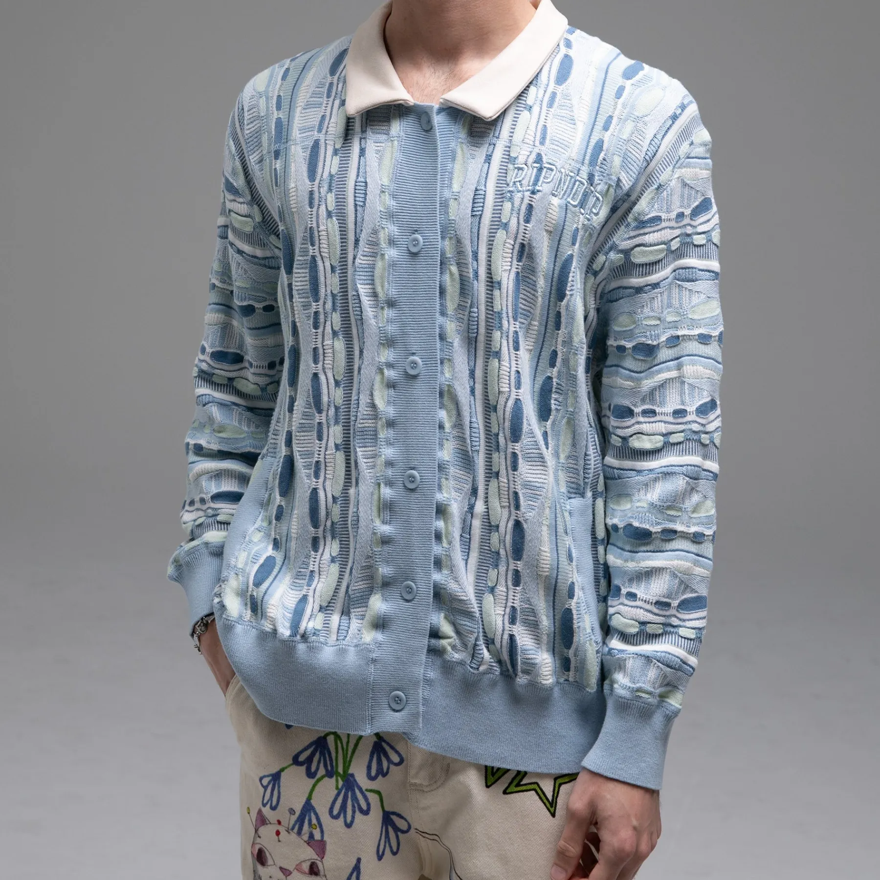 Ripndip Jackets|Knits / Sweaters<Corded Button Up Jacket (Light Blue)