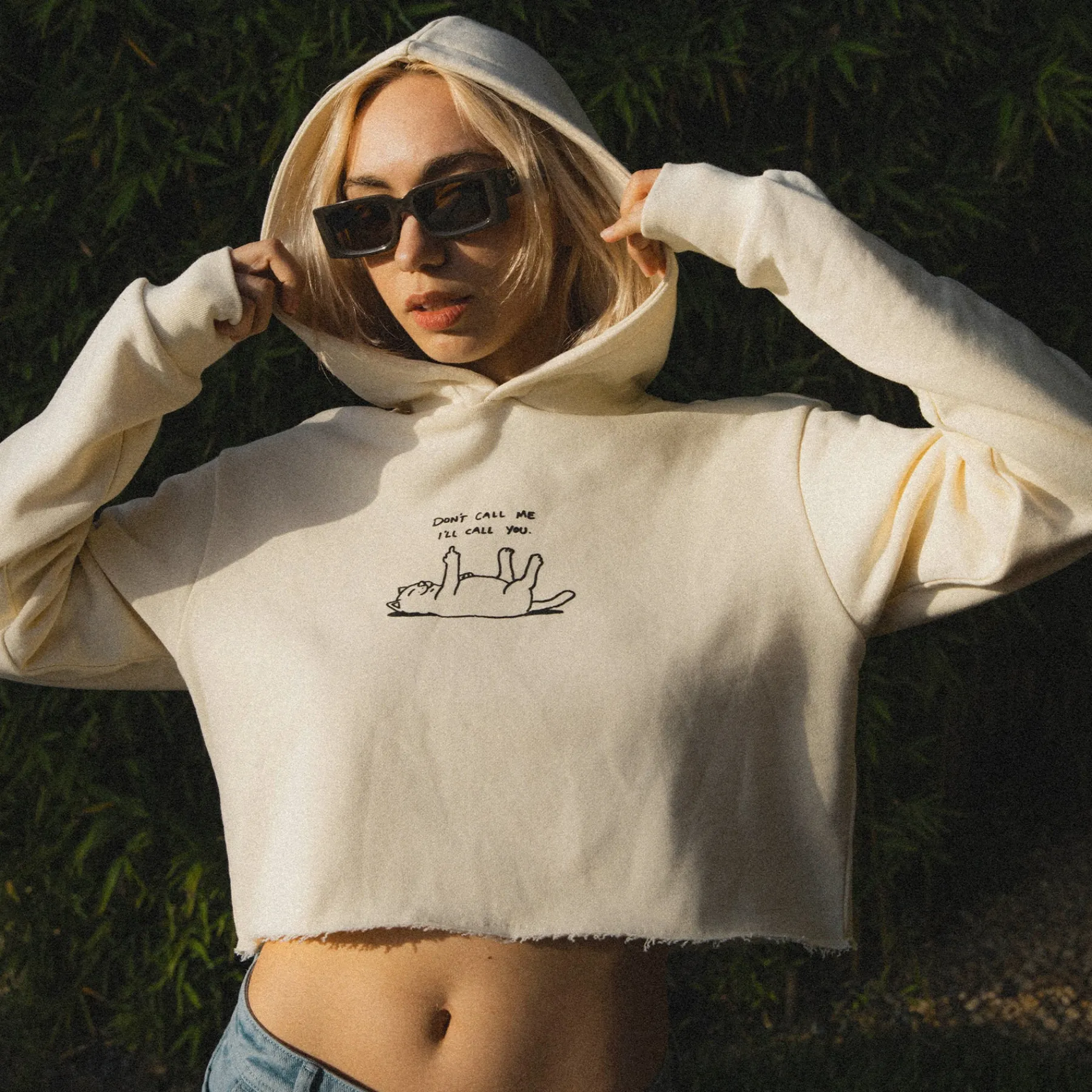 Ripndip Hoodies / Crewnecks|Womens<Don't Call Me Cropped Hoodie (Natural)