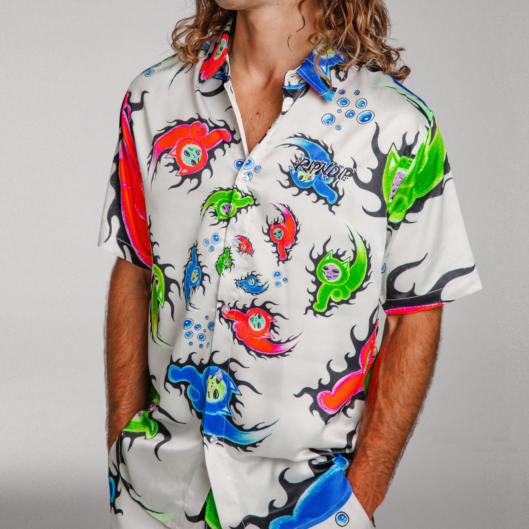 Ripndip Button Ups<Ember Short Sleeve Button Up (Dusty Grey)