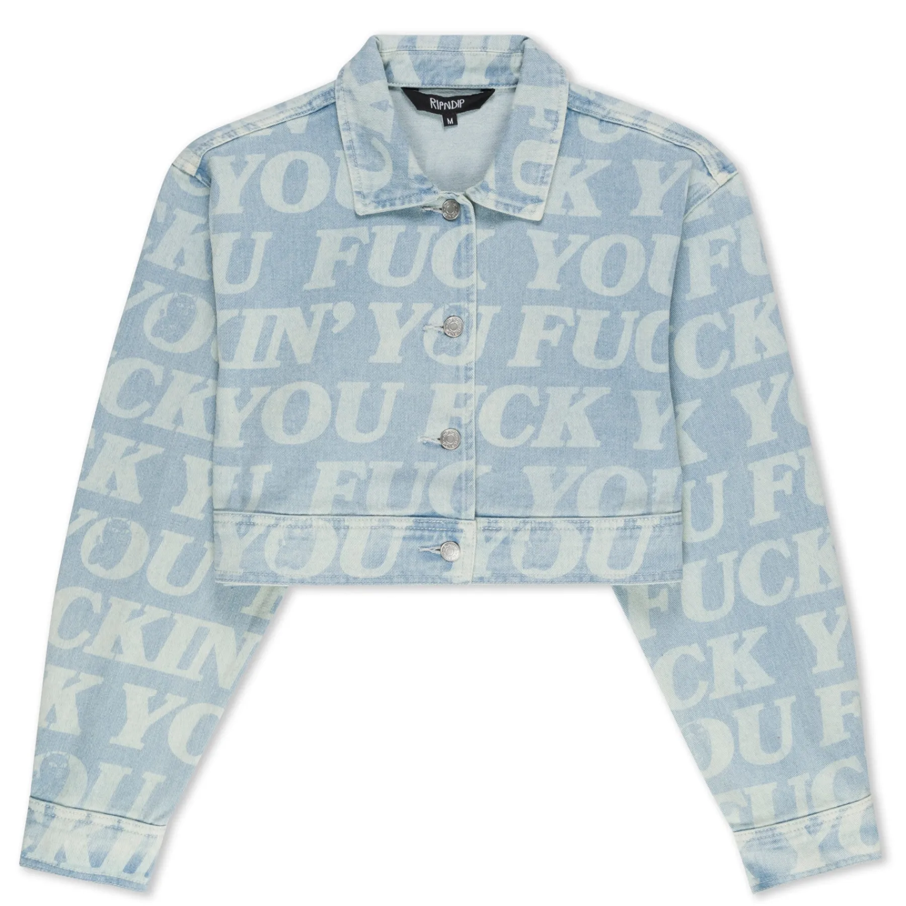 Ripndip Jackets|Womens<Fuckin Fuck Cropped Denim Jacket (Light Wash)
