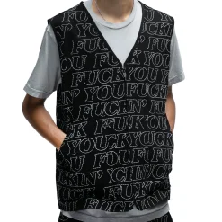 Ripndip Knits / Sweaters<Fuckin Fuck Quilted Vest (Black)