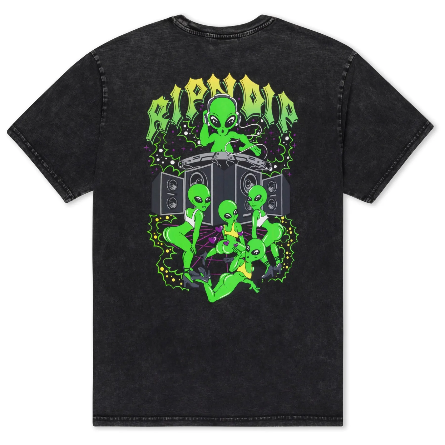 Ripndip Short Sleeve Tees<Galactic Dance Floor Tee (Black Mineral Wash)