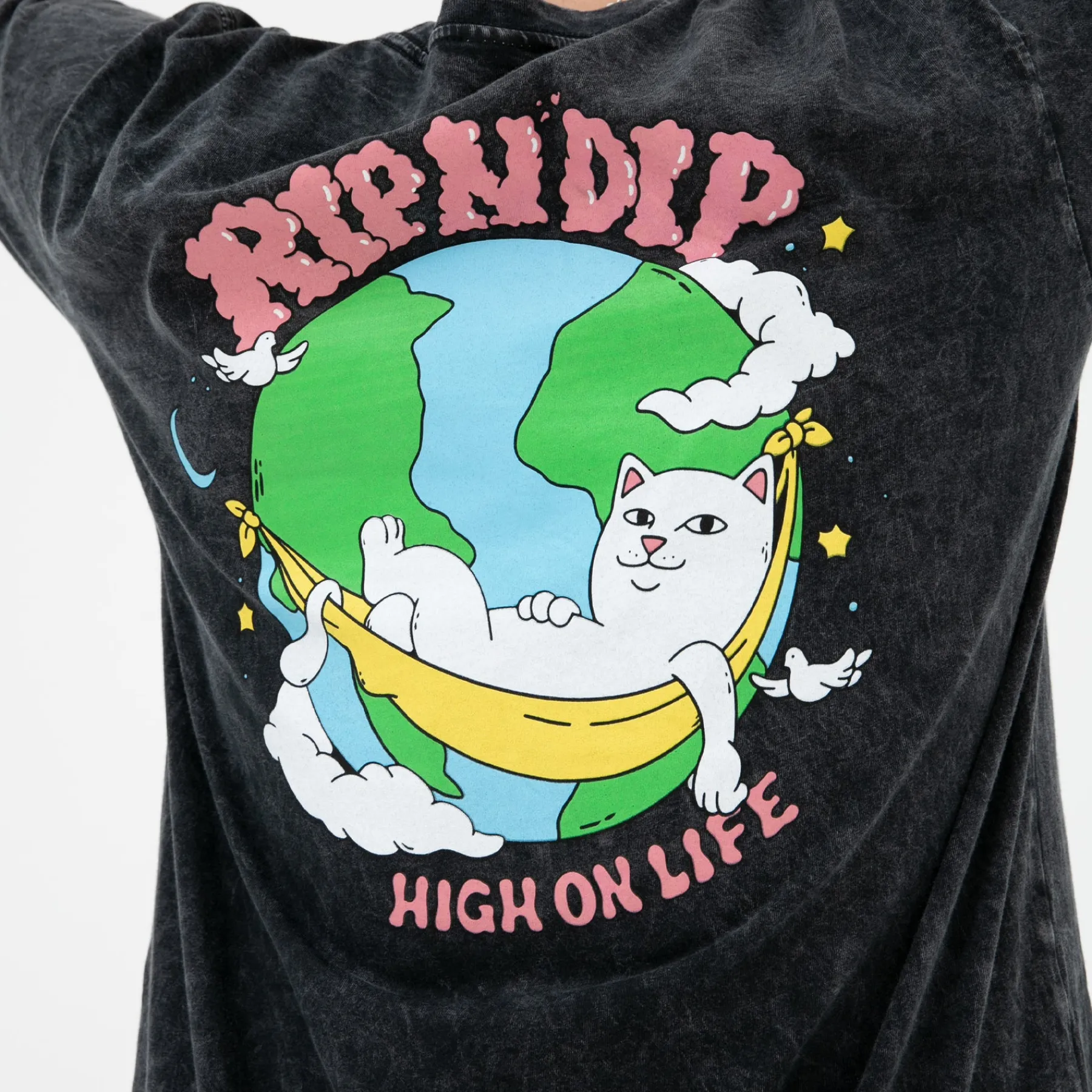 Ripndip Short Sleeve Tees<High On Life Tee (Black Mineral Wash)