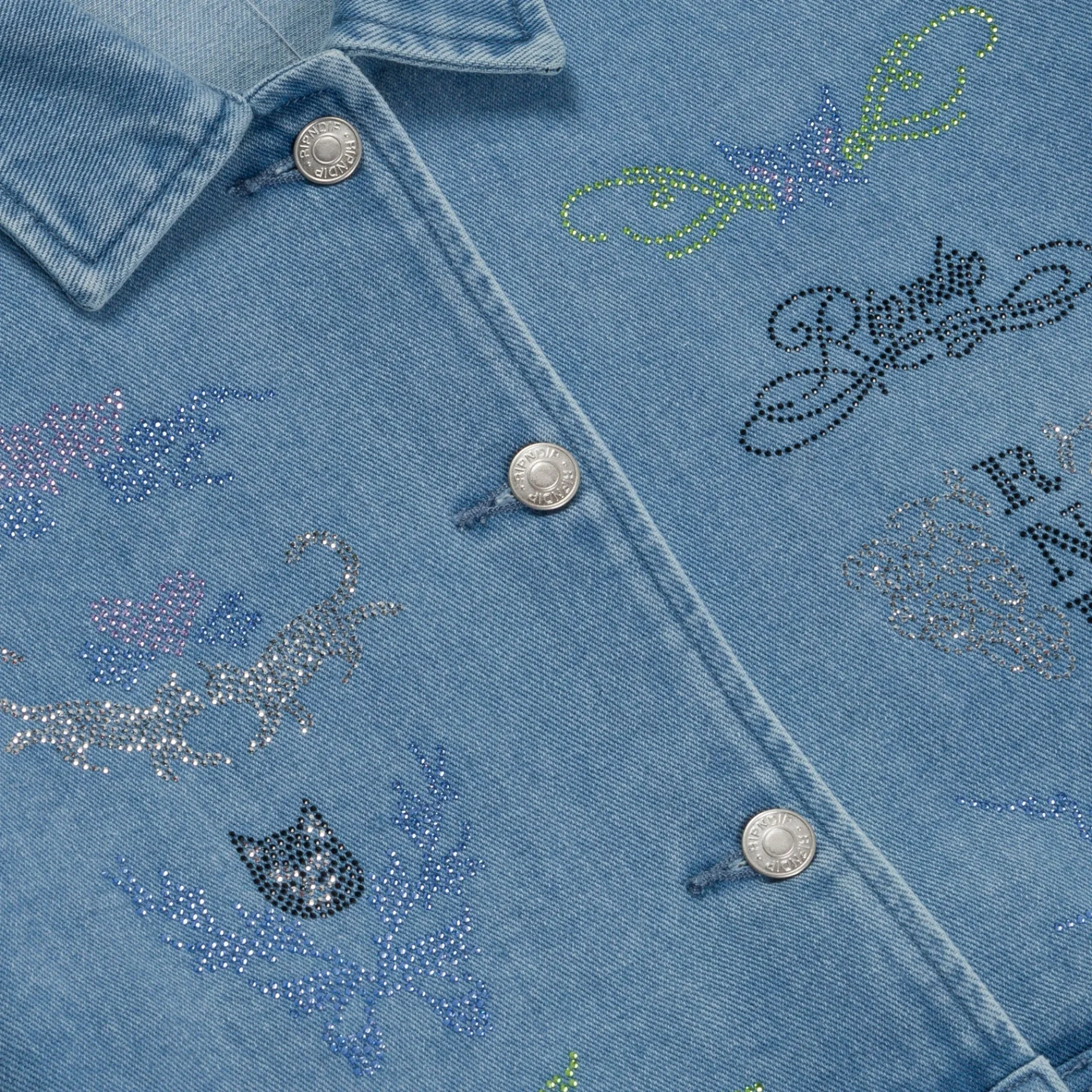 Ripndip Jackets|Womens<Hyaena Cropped Denim Jacket (Medium Wash)