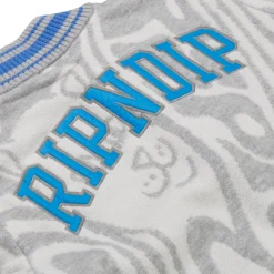 Ripndip Knits / Sweaters<Hypnotic Team Spirit Knit Cardigan (Grey/Light Blue)