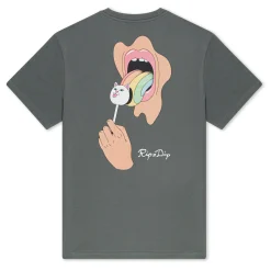 Ripndip Short Sleeve Tees<Lick Me Tee (Charcoal) 7.5oz