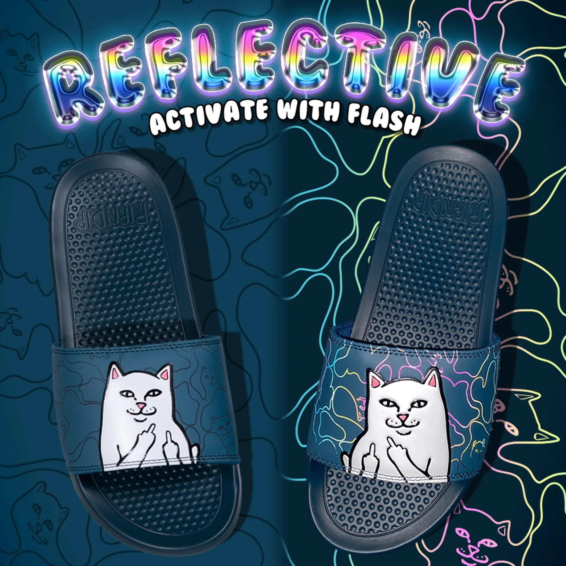 Ripndip Slides / Slippers|Shoes<Lord Nermal Camo Slides (Navy)