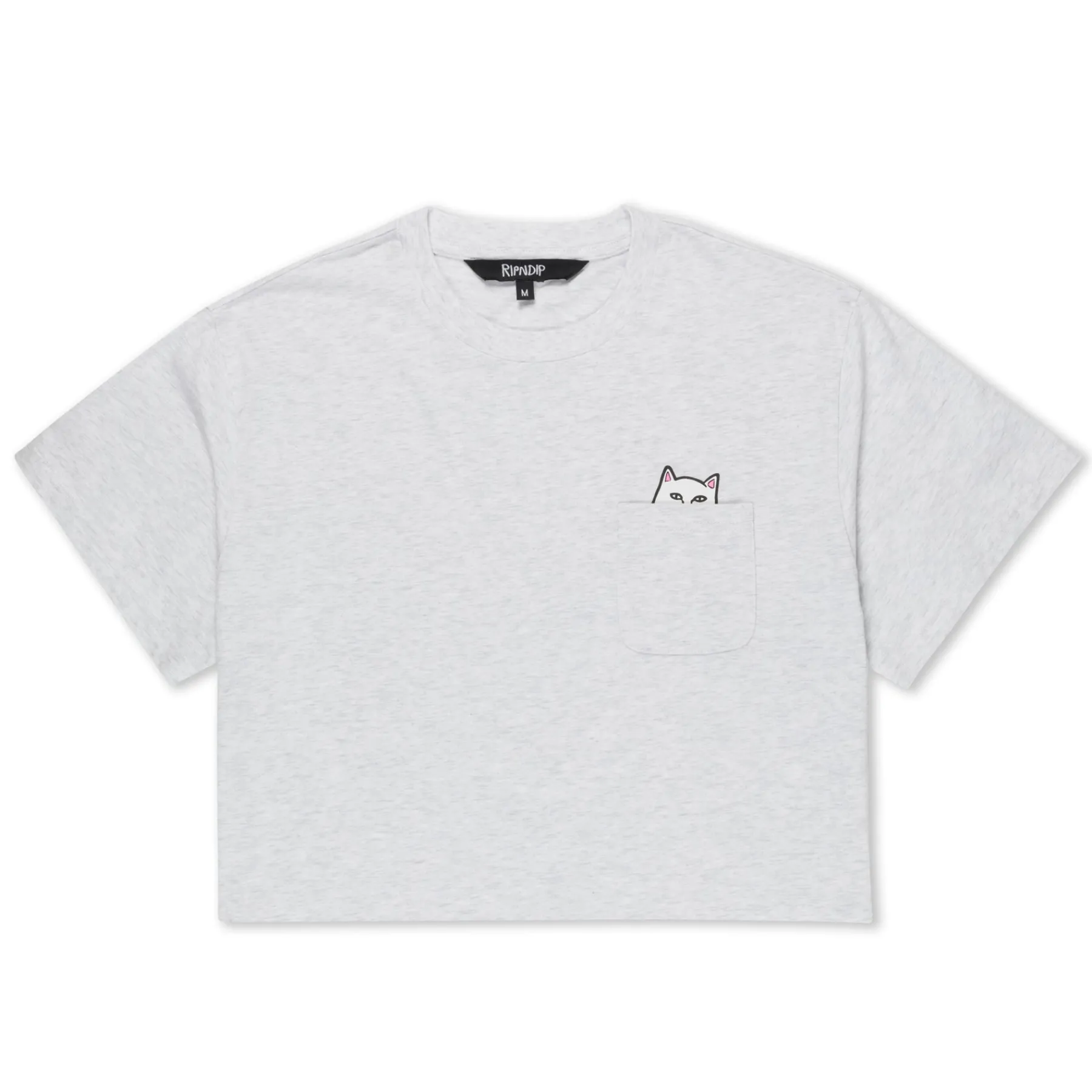 Ripndip Womens|Womens<Lord Nermal Cropped Baby Pocket Tee (Ash Heather)