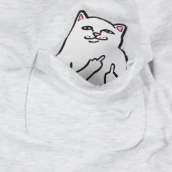 Ripndip Womens|Womens<Lord Nermal Cropped Baby Pocket Tee (Ash Heather)