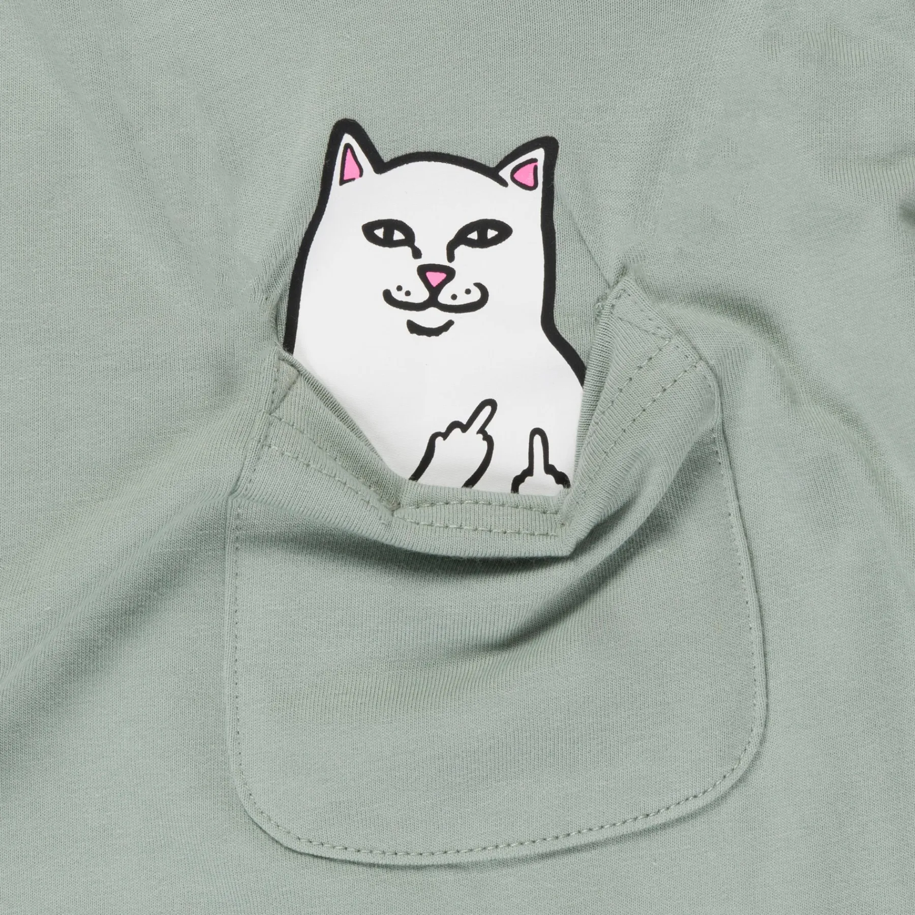 Ripndip Womens|Womens<Lord Nermal Cropped Long Sleeve Pocket Tee (Sage Grey)