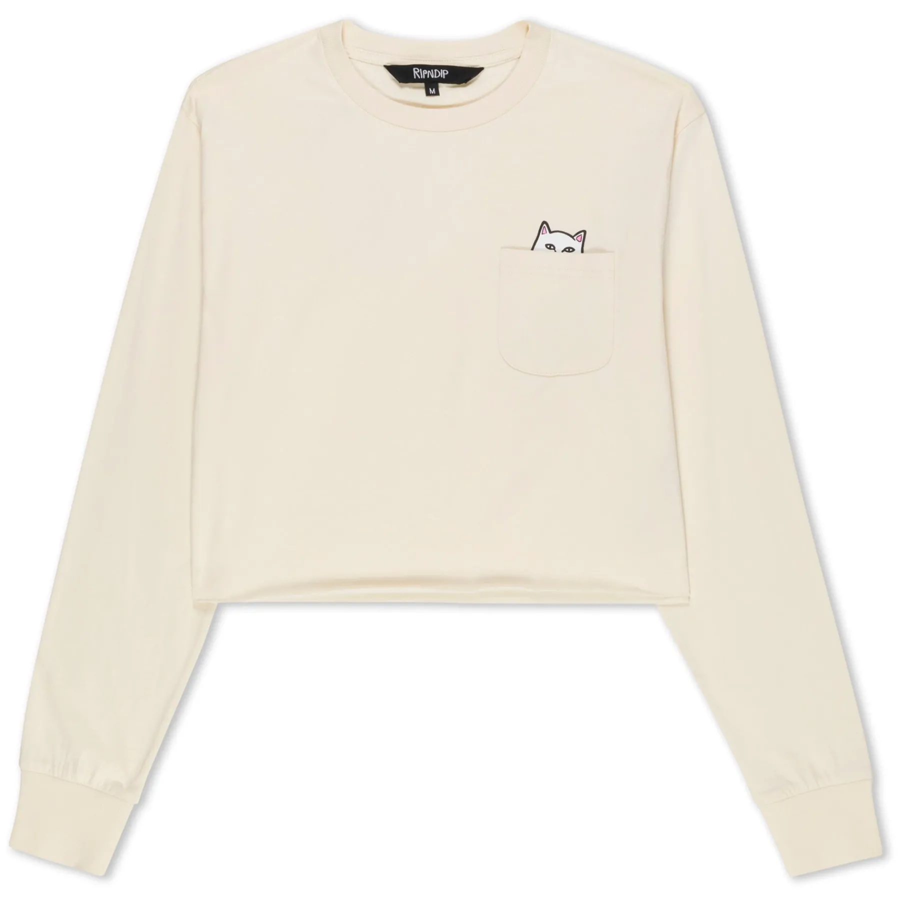 Ripndip Womens|Womens<Lord Nermal Cropped Long Sleeve Pocket Tee (Natural)