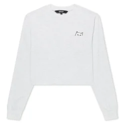 Ripndip Womens|Womens<Lord Nermal Cropped Long Sleeve Pocket Tee (Ash Heather)