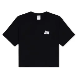 Ripndip Womens|Womens<Lord Nermal Cropped Pocket Tee (Black)