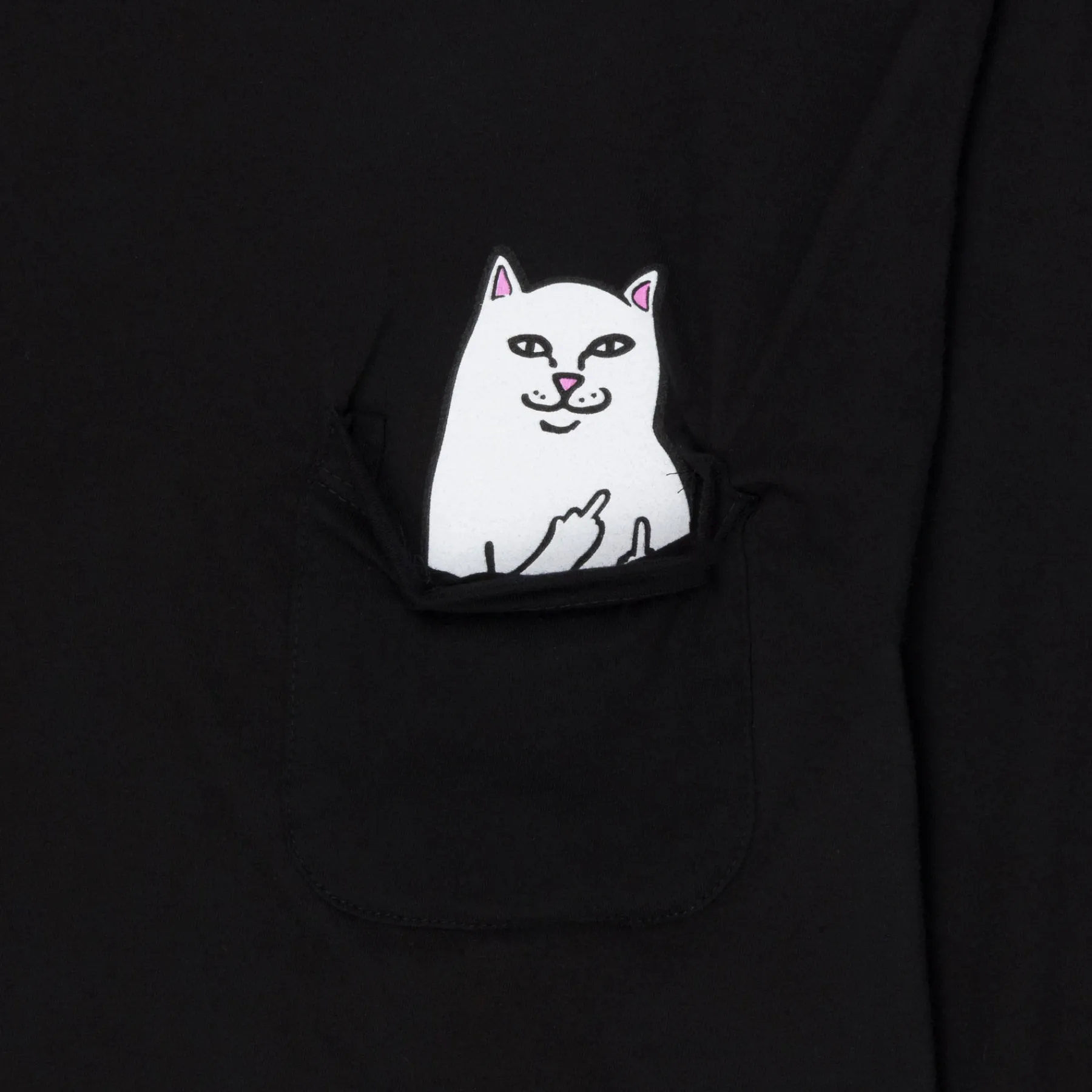 Ripndip Womens|Womens<Lord Nermal Cropped Pocket Tee Long Sleeve (Black)