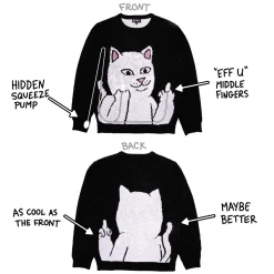 Ripndip Knits / Sweaters|Christmas Items<Lord Nermal Flippy Knitty Sweater (Black)