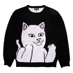Ripndip Knits / Sweaters|Christmas Items<Lord Nermal Flippy Knitty Sweater (Black)