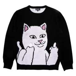 Ripndip Knits / Sweaters|Christmas Items<Lord Nermal Flippy Knitty Sweater (Black)