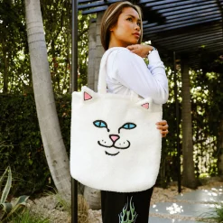 Ripndip Totes<Lord Nermal Fluffy Tote (White)
