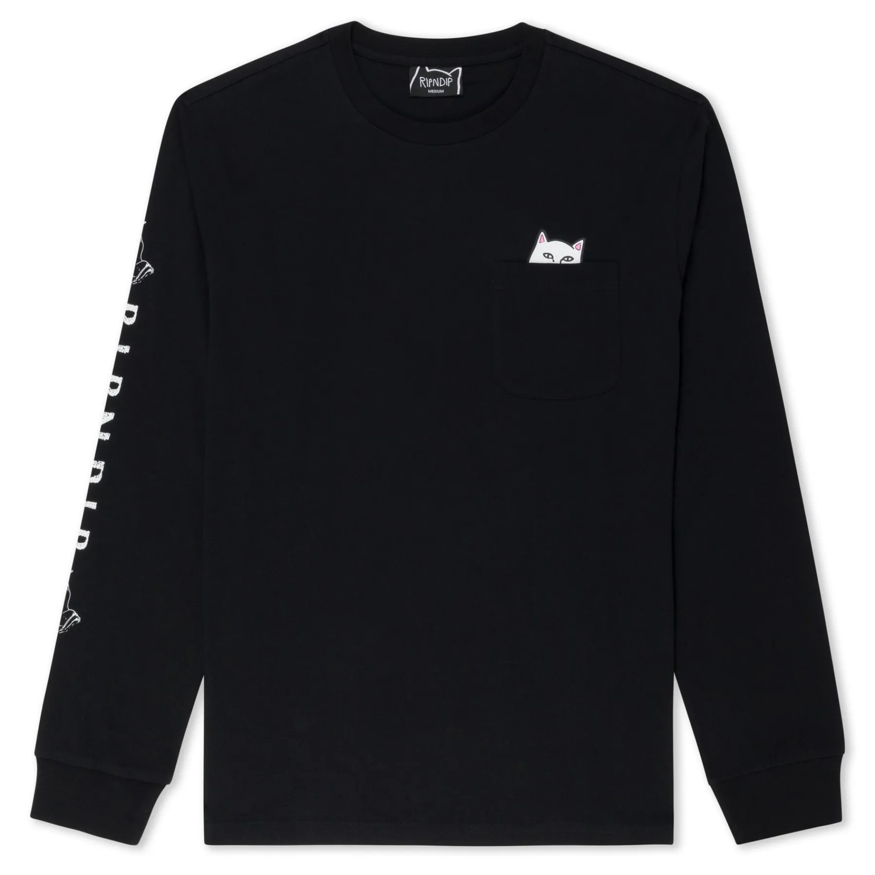 Ripndip Long Sleeve Tees|Lord Nermal Tees<Lord Nermal L/S Pocket Tee (Black)