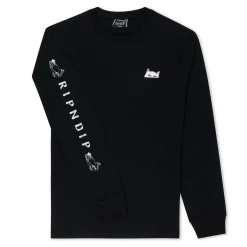 Ripndip Long Sleeve Tees|Lord Nermal Tees<Lord Nermal L/S Pocket Tee (Black)