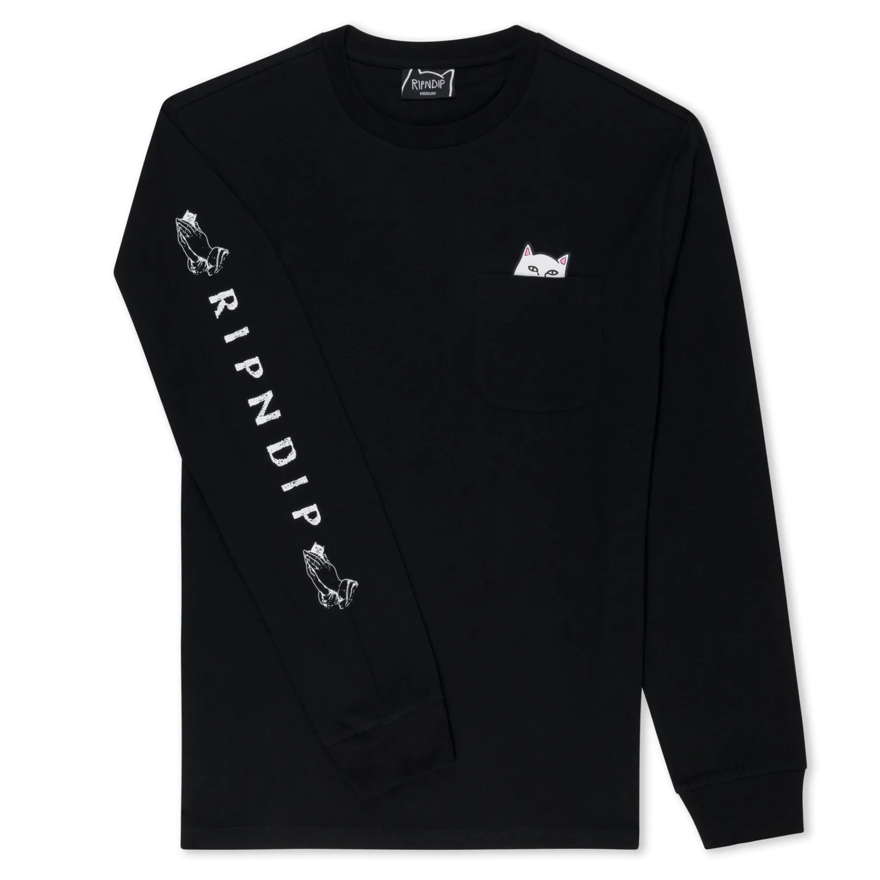 Ripndip Long Sleeve Tees|Lord Nermal Tees<Lord Nermal L/S Pocket Tee (Black)