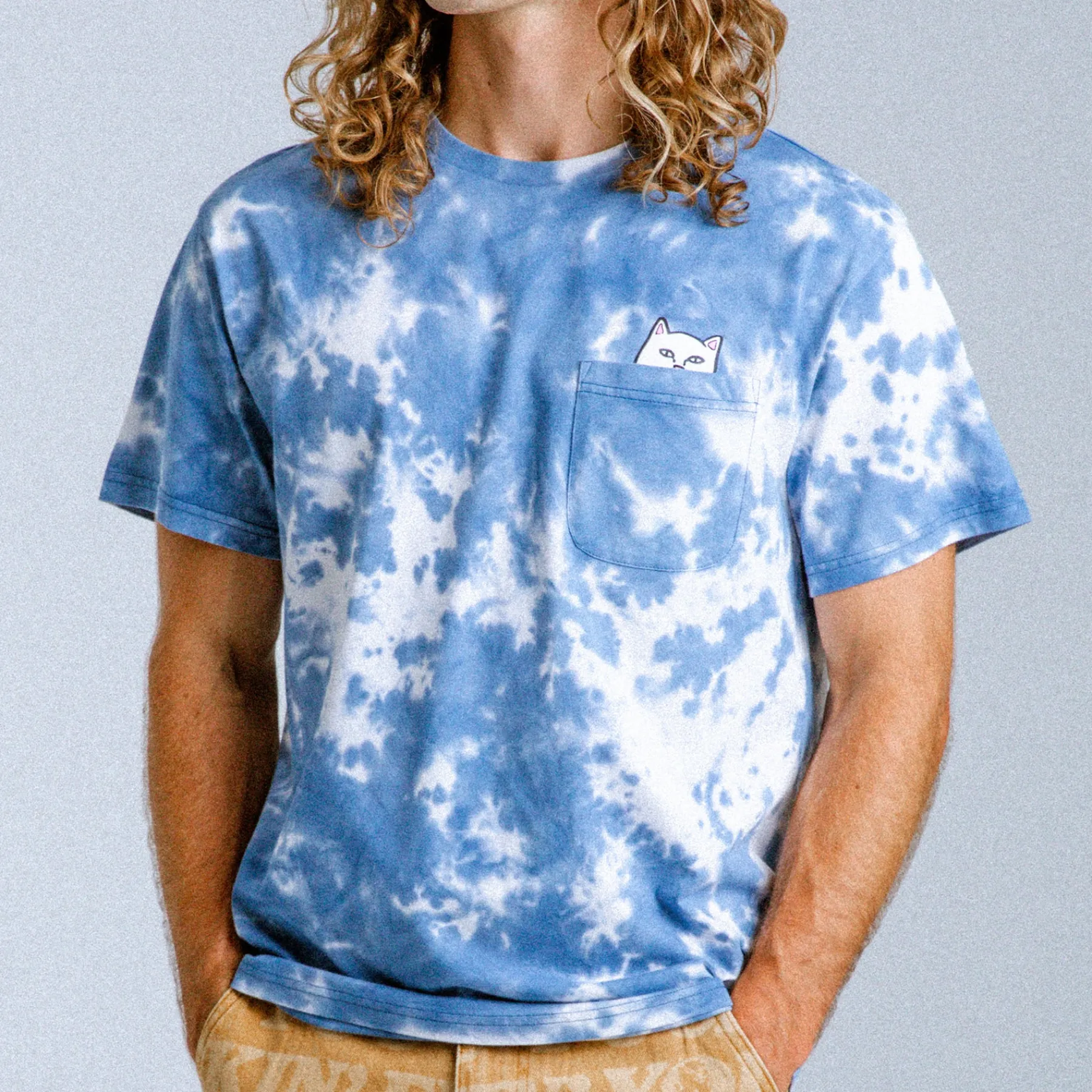 Ripndip Short Sleeve Tees|Lord Nermal Tees<Lord Nermal Pocket Tee (Slate Lightning Wash)