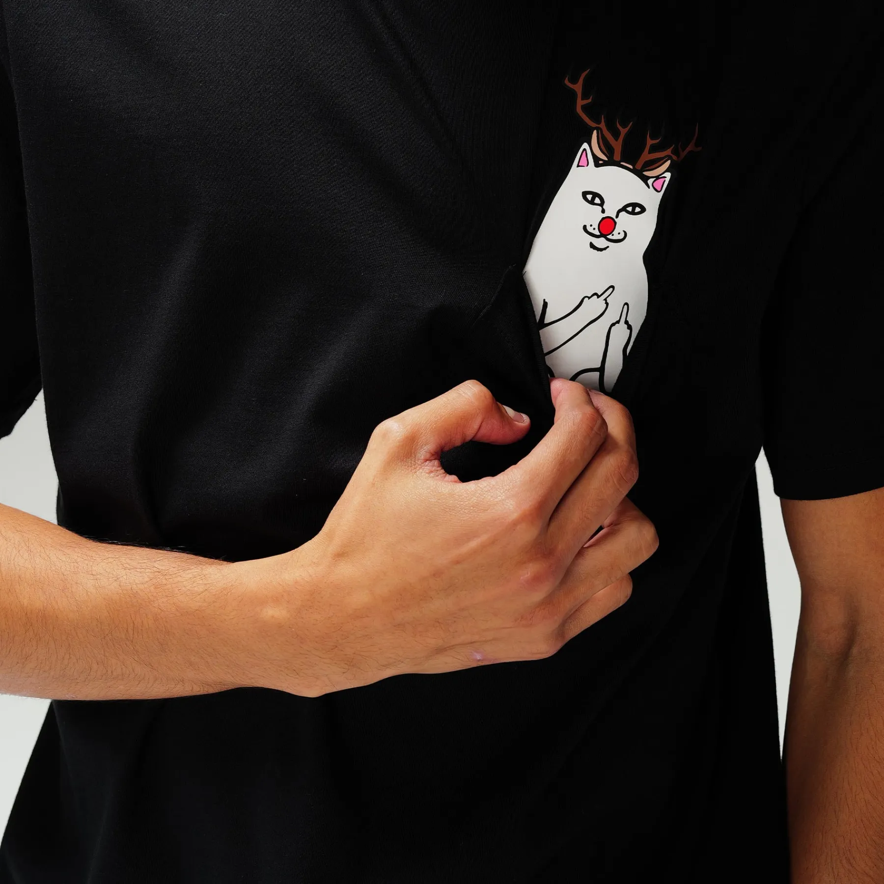 Ripndip Short Sleeve Tees|Lord Nermal Tees<Lord Red Nose Pocket Tee (Black)