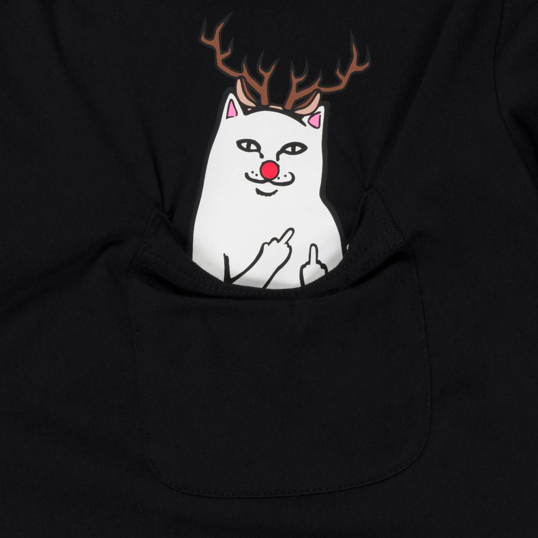 Ripndip Short Sleeve Tees|Lord Nermal Tees<Lord Red Nose Pocket Tee (Black)