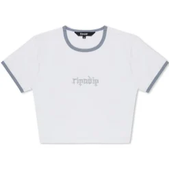 Ripndip Womens|Womens<Los Feliz Cropped Ringer Tee (White/Grey)