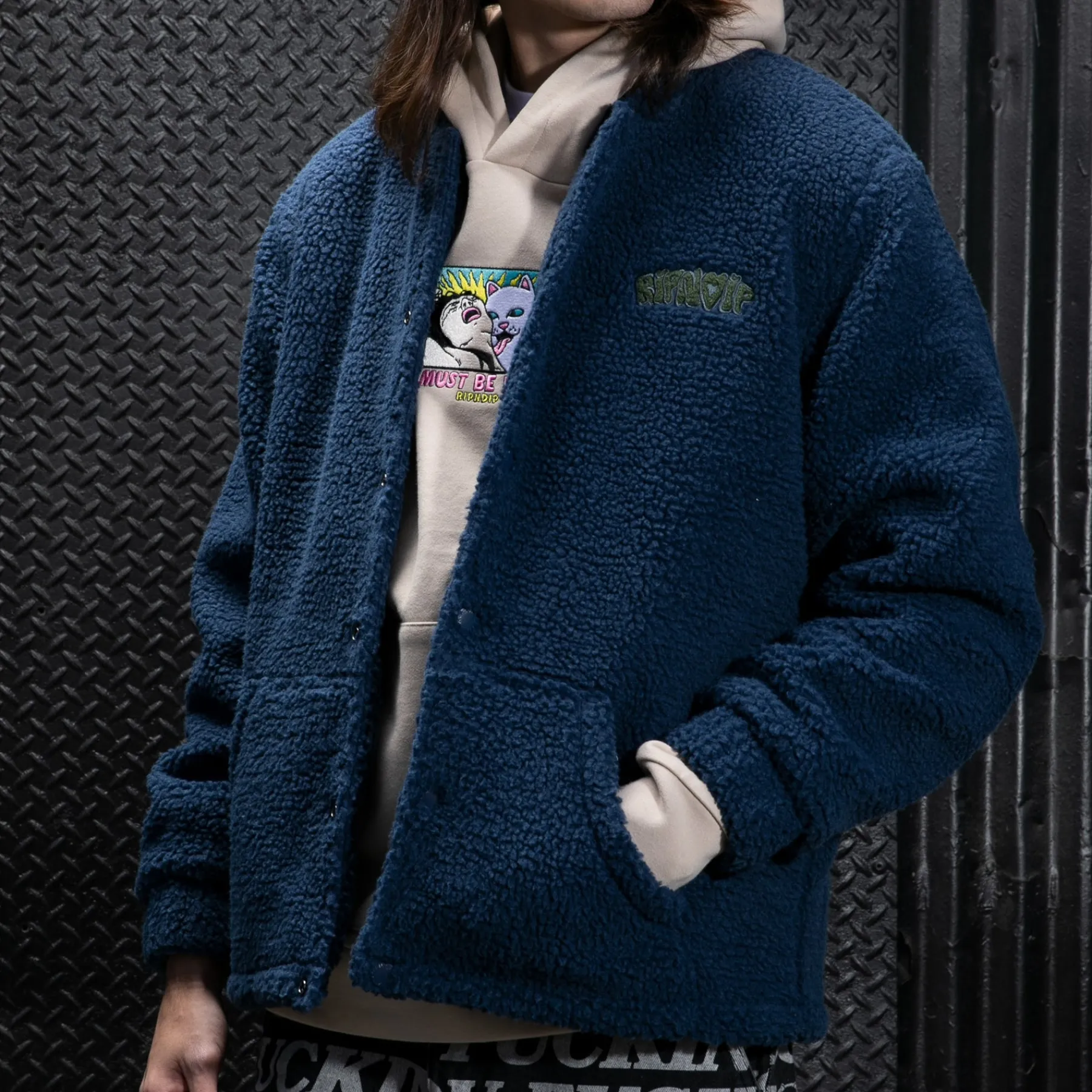 Ripndip Jackets<Love N Dip Sherpa Jacket (Navy)