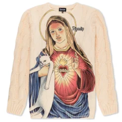 Ripndip Knits / Sweaters<Mother Mary Cable Knit Sweater (Cream)