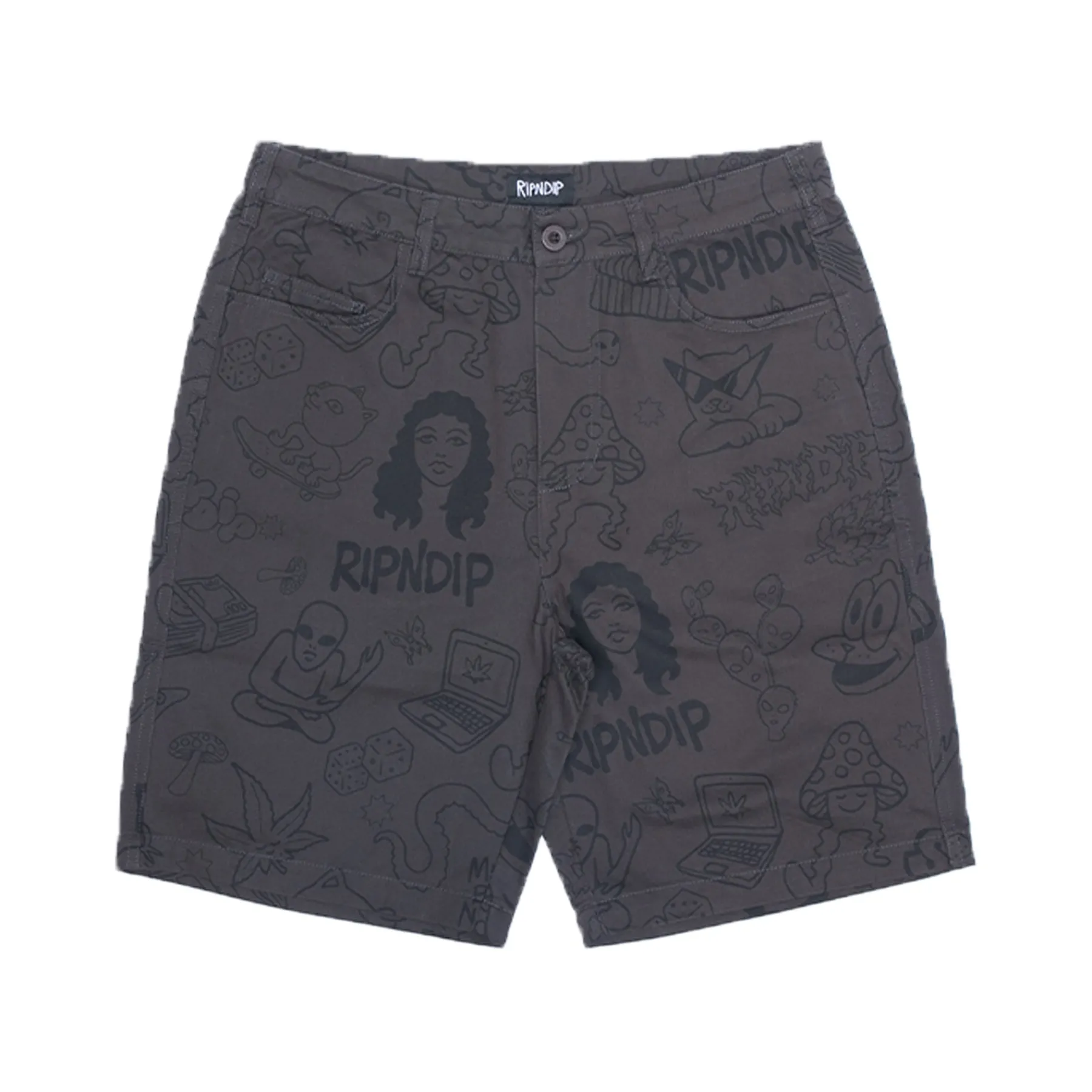 Ripndip Shorts|Stocking Stuffers<Nerm Doodle Twill Shorts (Chocolate)