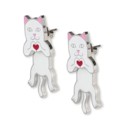 Ripndip Womens|Accessories<Nermal Loves Earring Set (White)