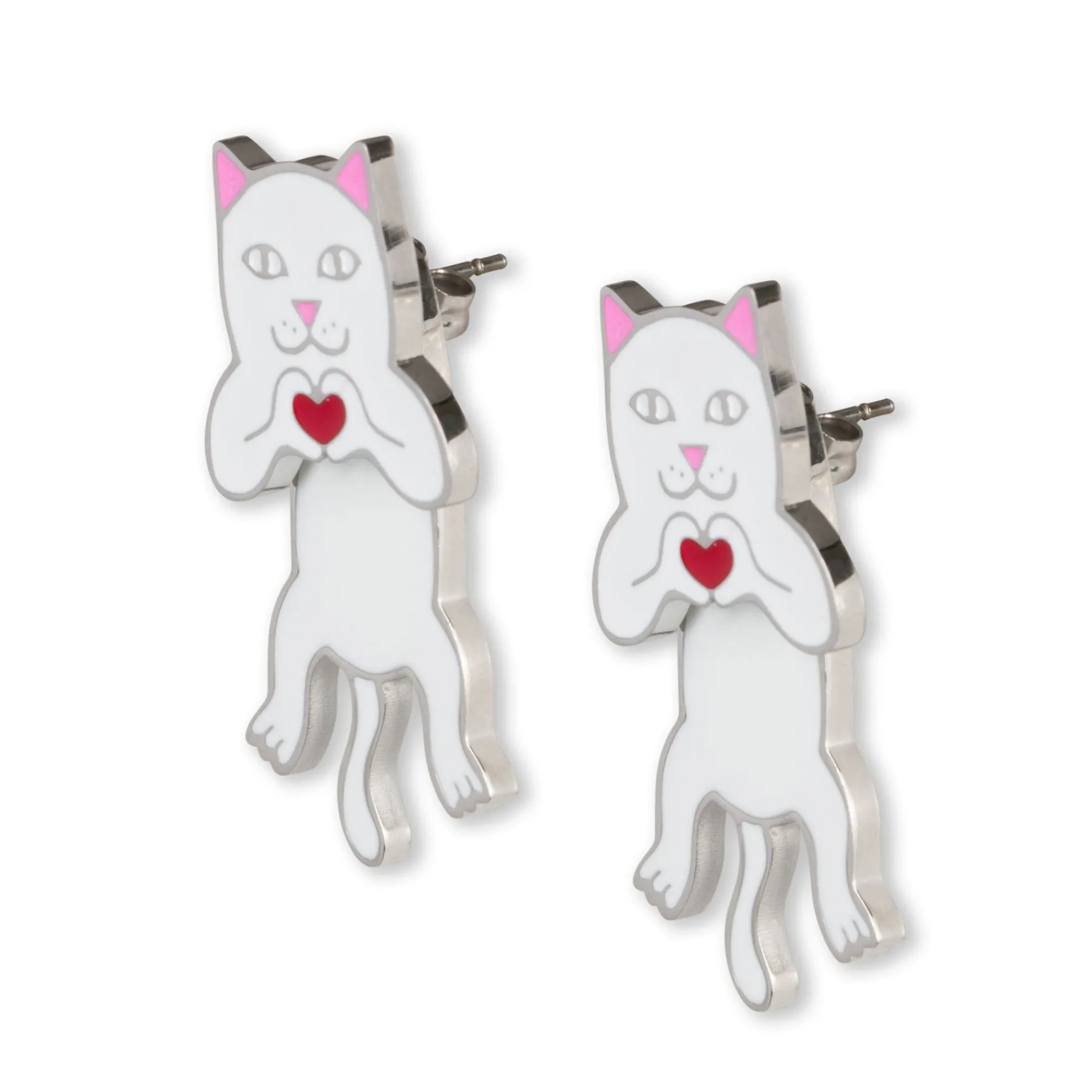 Ripndip Womens|Accessories<Nermal Loves Earring Set (White)