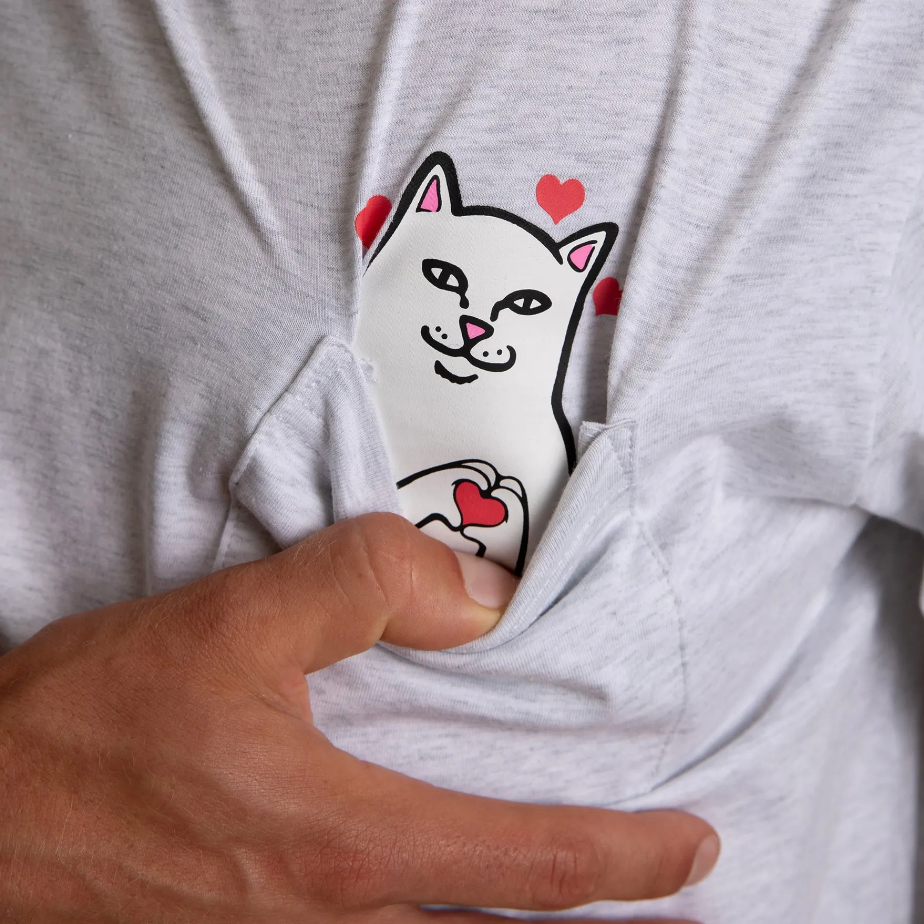 Ripndip Short Sleeve Tees<Nermal Loves Pocket Tee (Ash Heather)