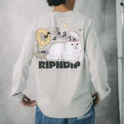 Ripndip Long Sleeve Tees<No Music No Life Long Sleeve (Grey)