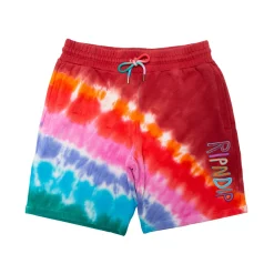 Ripndip Sweats|Shorts<OG Prisma Embroidered Sweatshorts (Red Tie Dye)