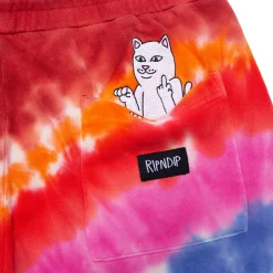 Ripndip Sweats|Shorts<OG Prisma Embroidered Sweatshorts (Red Tie Dye)