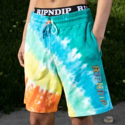 Ripndip Sweats|Shorts<Prisma Sweatshorts (Teal Rainbow Dye)
