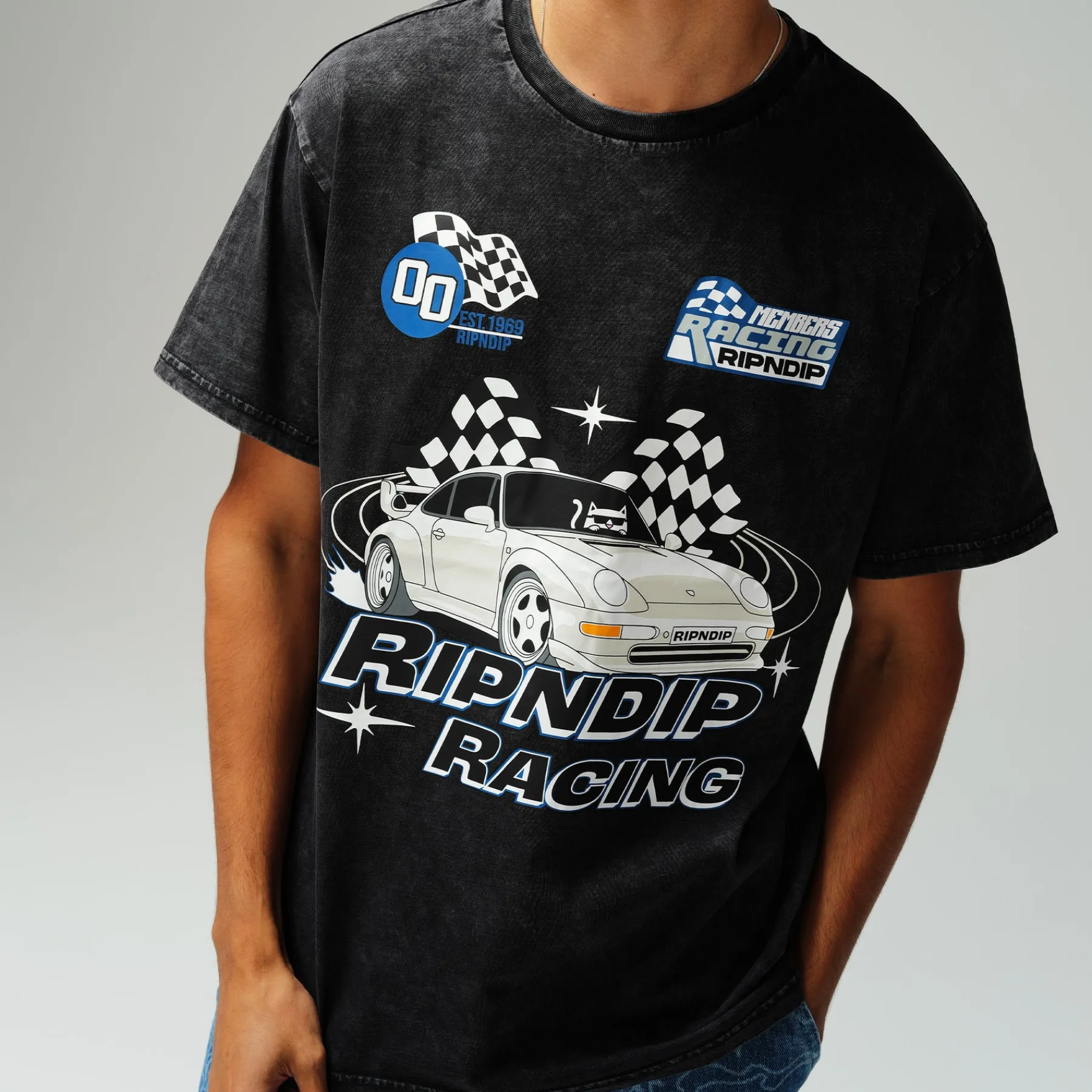 Ripndip Short Sleeve Tees<Ripnrace Tee (Black Wash)