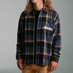 Ripndip Knits / Sweaters|Long Sleeve Tees<Robo Button Up Flannel (Navy)