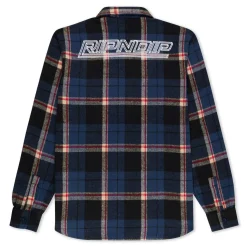 Ripndip Knits / Sweaters|Long Sleeve Tees<Robo Button Up Flannel (Navy)