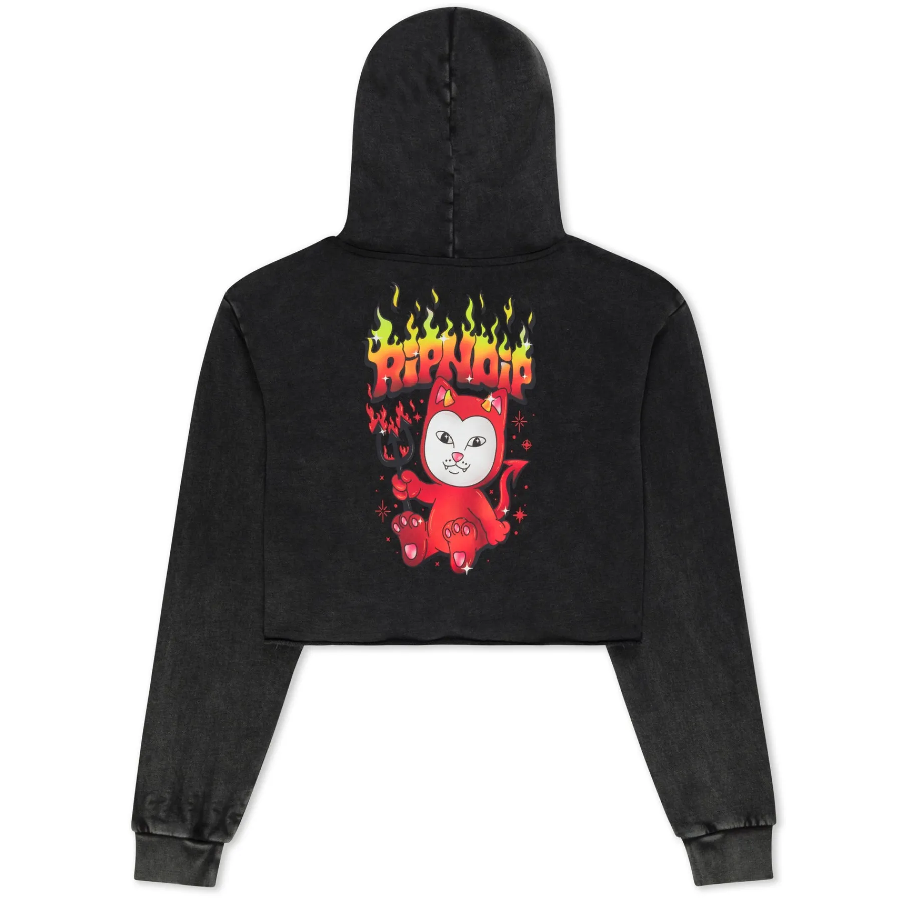 Ripndip Hoodies / Crewnecks|Womens<Scary Cute Cropped Hoodie (Black Wash)